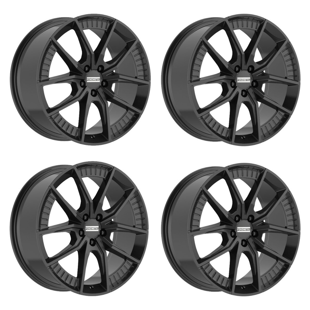 Set 4 20" Fondmetal Elatha Gloss Black 20x9 Wheels 5x112 20mm Rims
