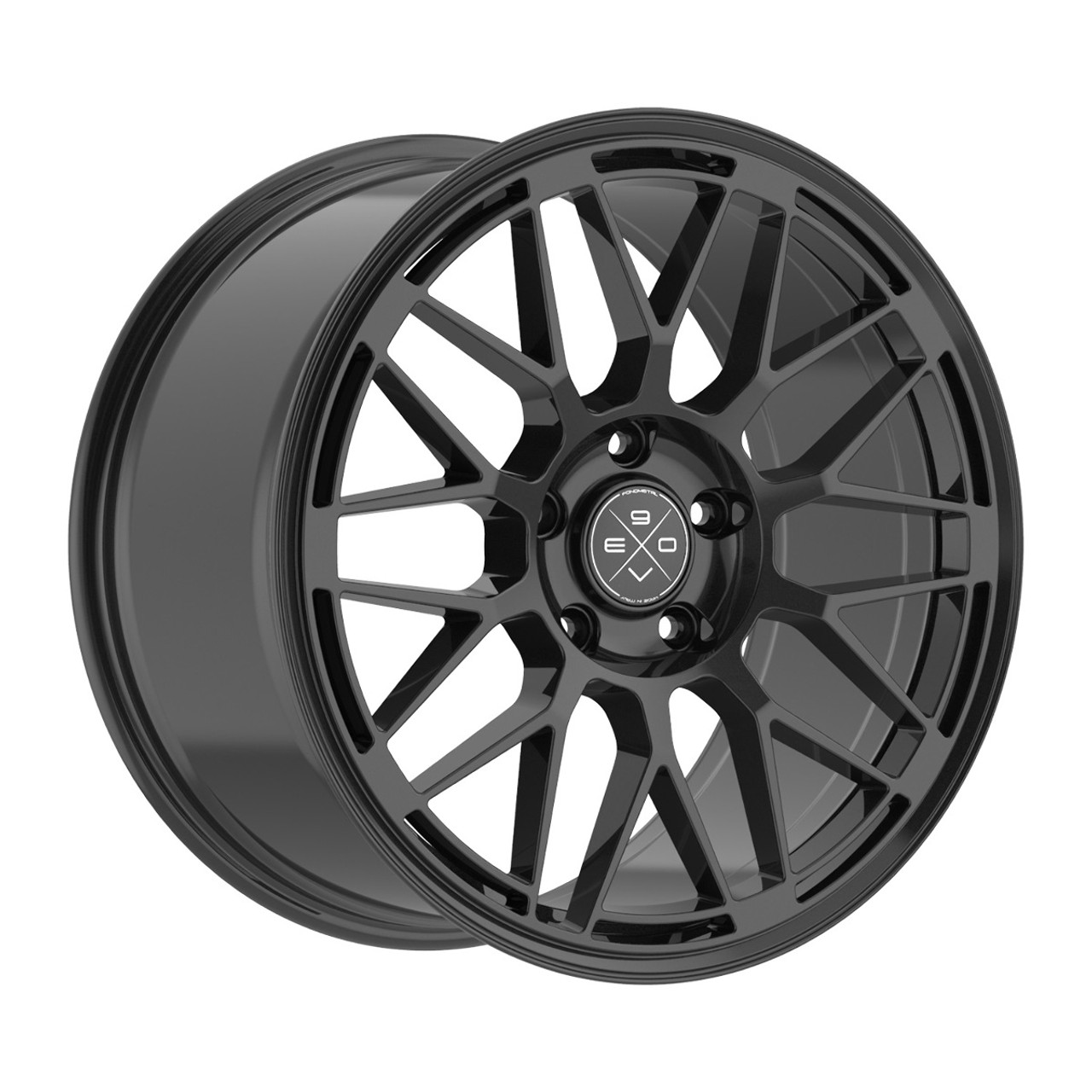 Set 4 19" Fondmetal 9EVO Gloss Black 19x8 Wheels 5x112 19mm Rims