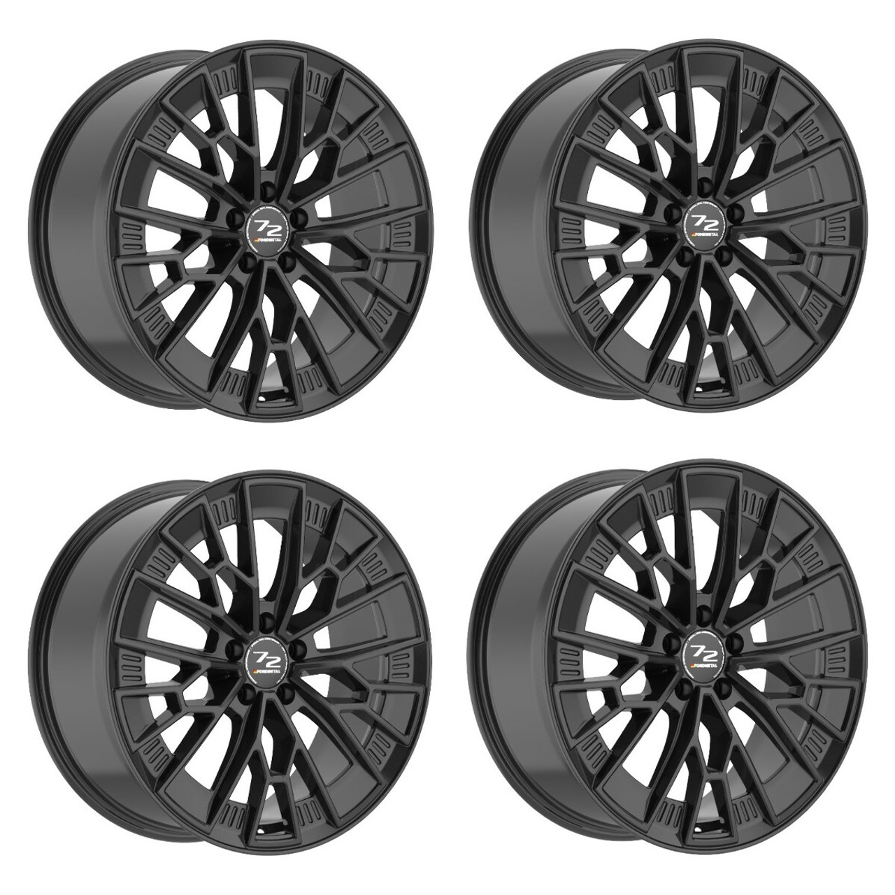 Set 4 21" Fondmetal 1972 Gloss Black 21x11 Wheels 5x112 19mm Rims