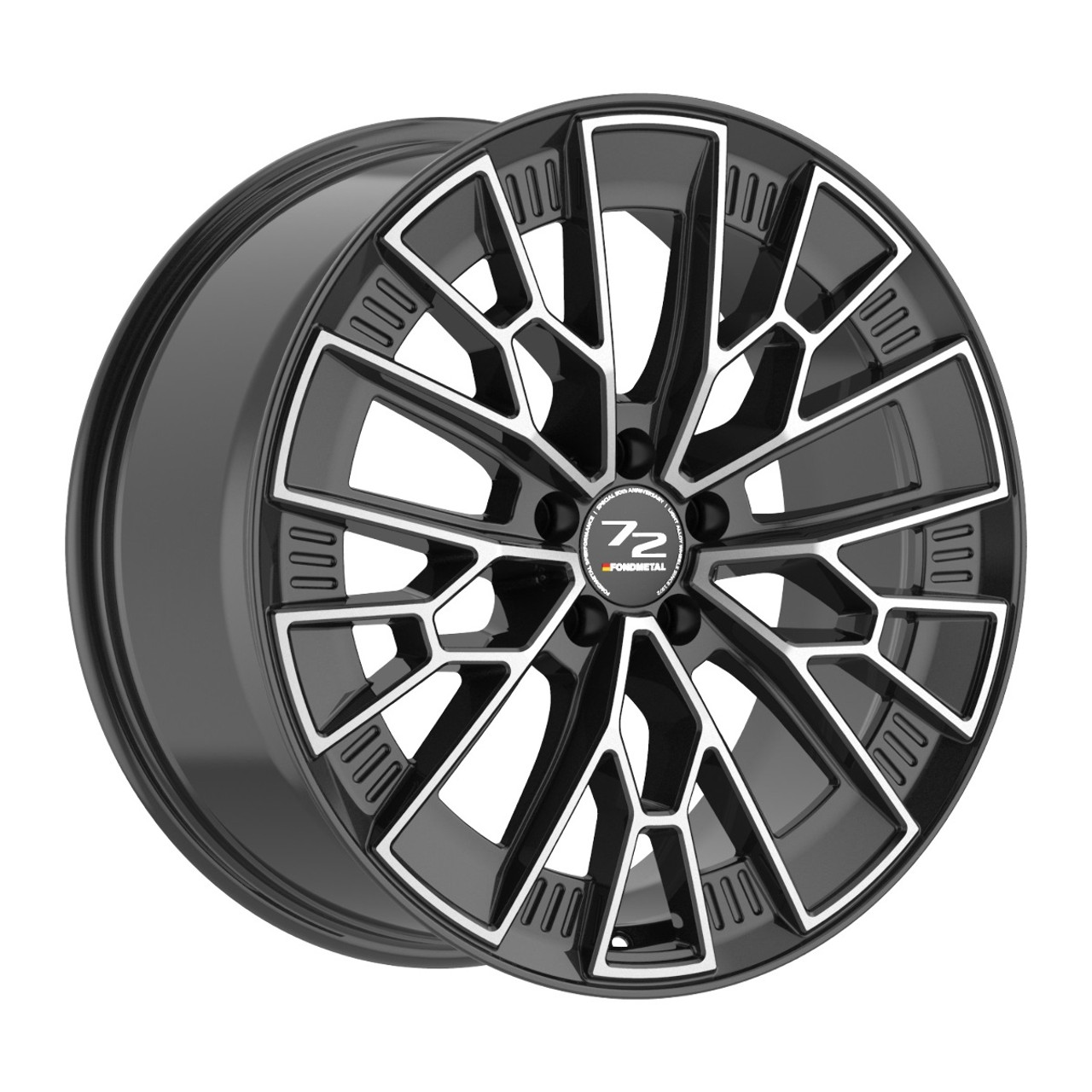 20" Fondmetal 1972 Gloss Black Machined 20x9 Wheel 5x112 21mm Rim