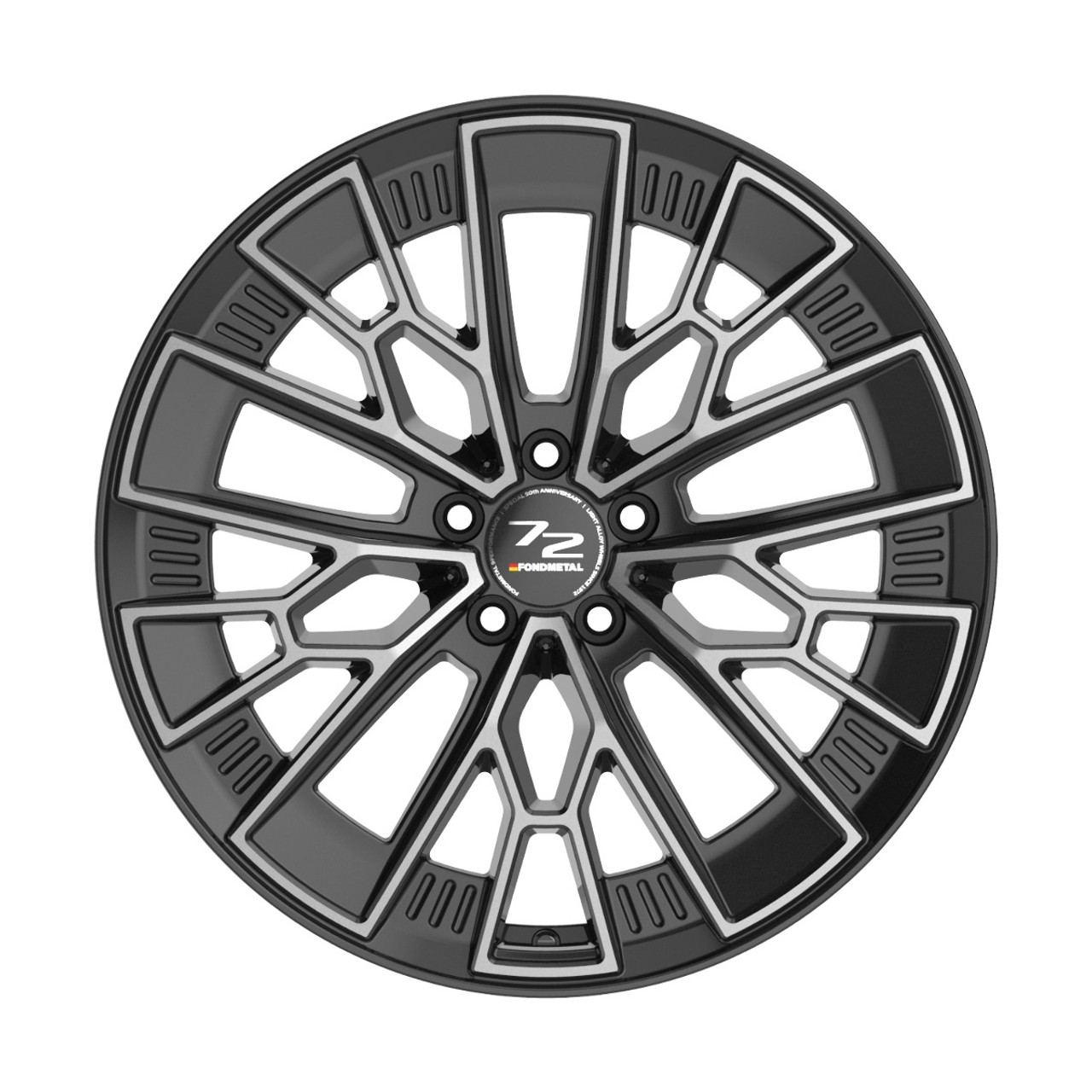 19" Fondmetal 1972 Gloss Black Machined 19x8.5 Wheel 5x112 21mm Rim