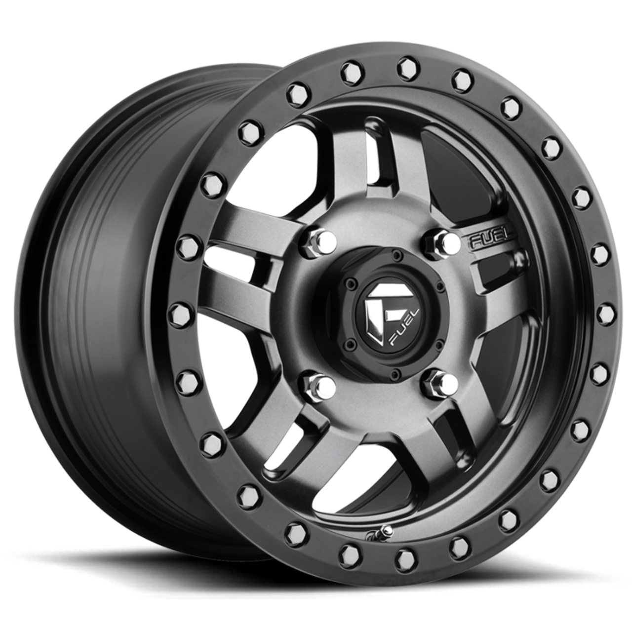14" Fuel UTV D558 Anza 14x7 4x156 Matte Gunmetal Black Bead Ring Wheel 13mm Rim