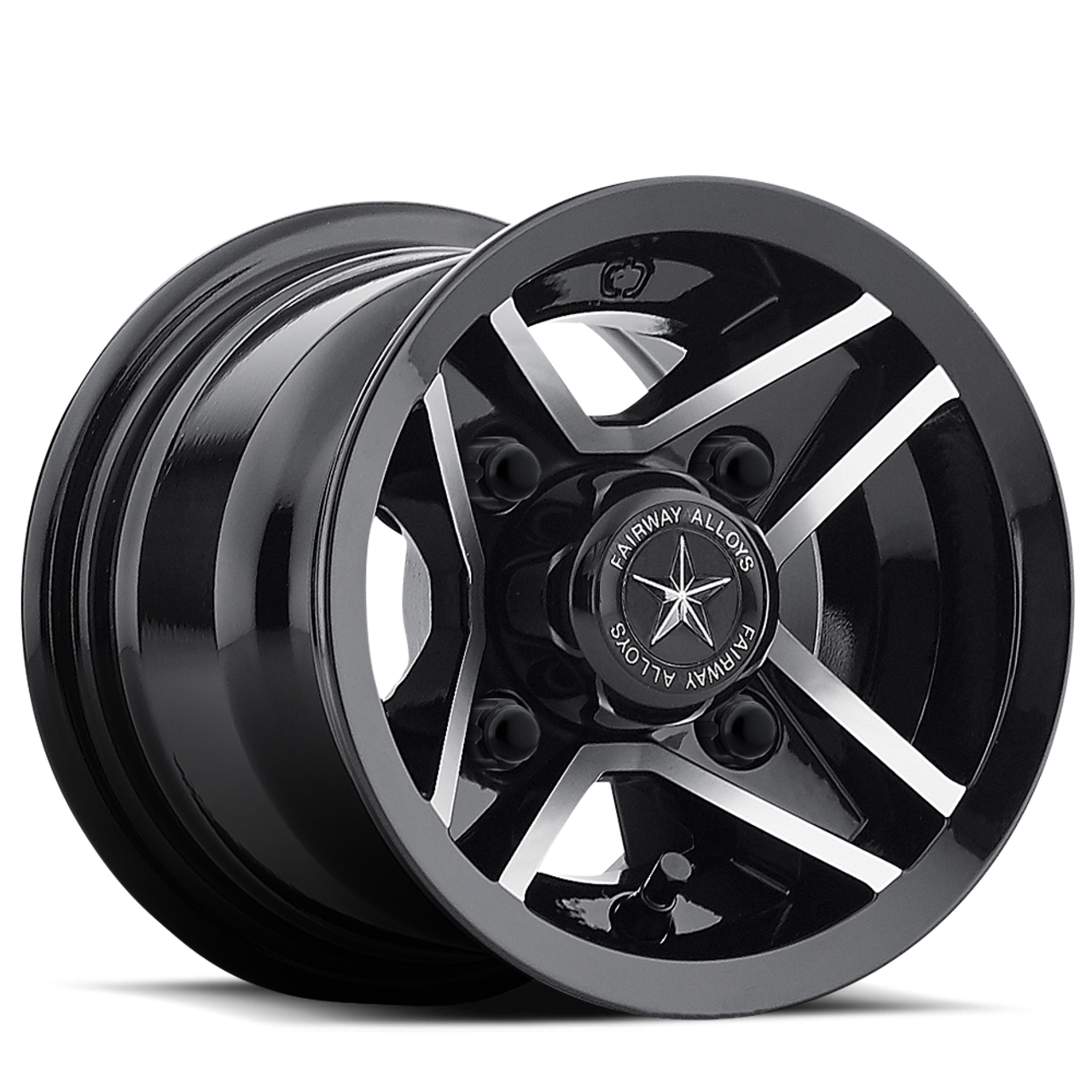 Fairway Alloys FA127 Divot 8x7 4x4.0 Gloss Black Machined Wheel 8" 0mm Rim