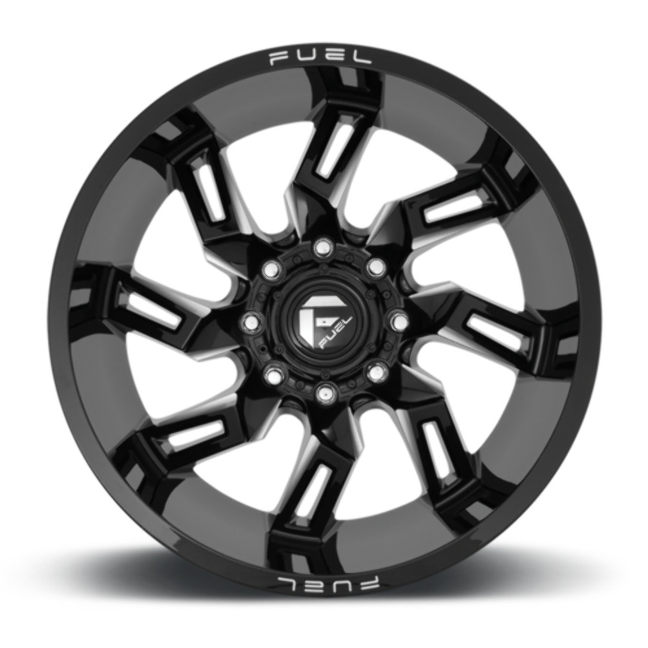 20" Fuel 1PC D747 Lockdown 20x10 Gloss Black Milled 6x5.5 Wheel -18mm Lifted Rim
