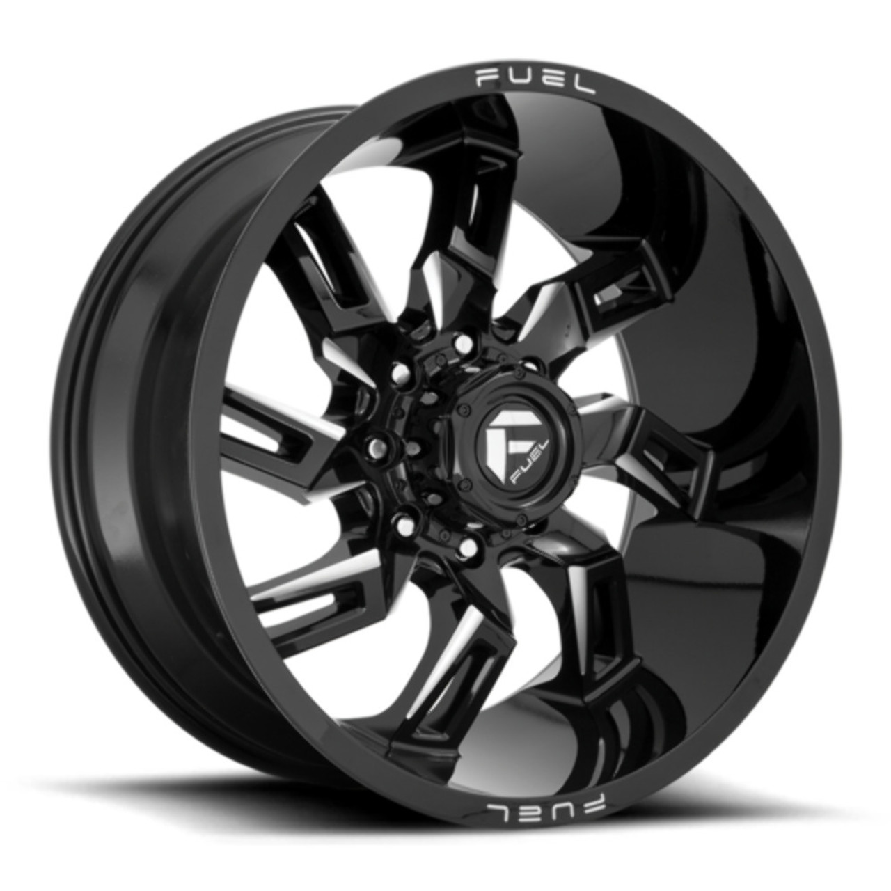 20" Fuel 1PC D747 Lockdown 20x10 Gloss Black Milled 6x5.5 Wheel -18mm Lifted Rim