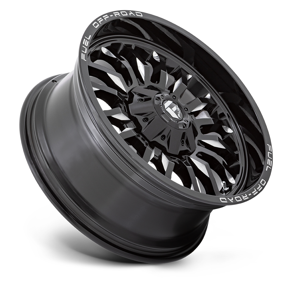 22" Fuel D795 Arc 22x10 8x6.5 Gloss Black Milled Wheel -18mm For Chevy Ford Ram