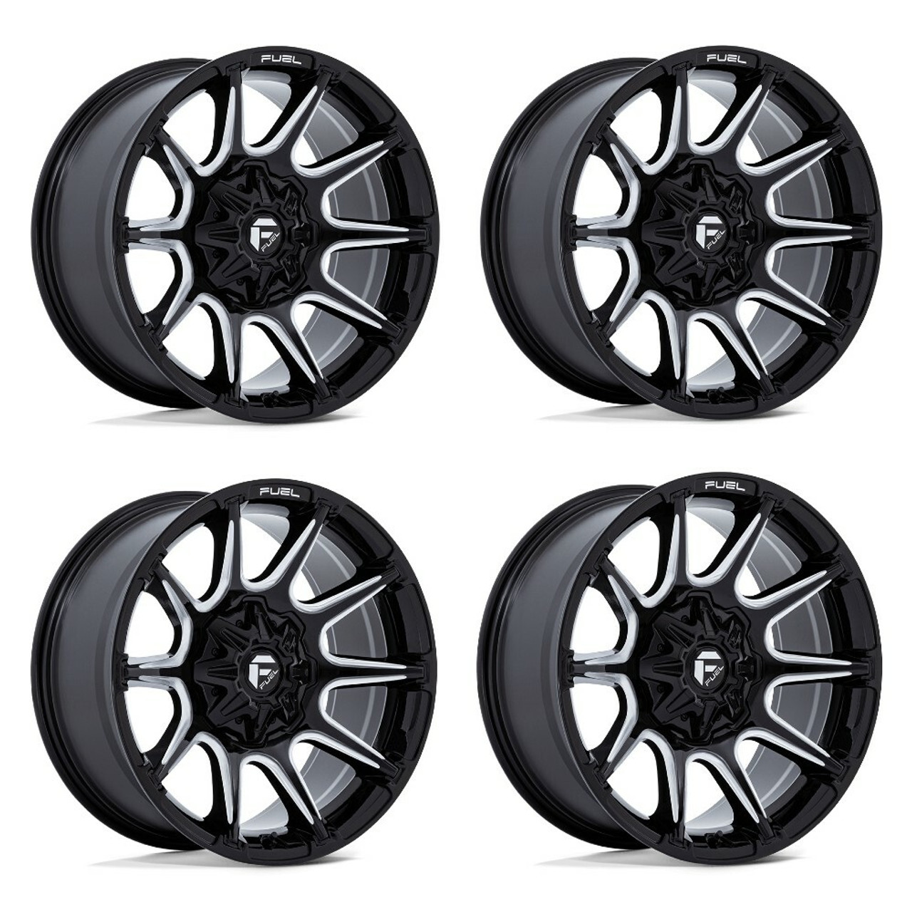 Set 4 22" Fuel 1PC FC880 Super C Gloss Black Milled 22x12 Wheels 8x170 -44mm Rim