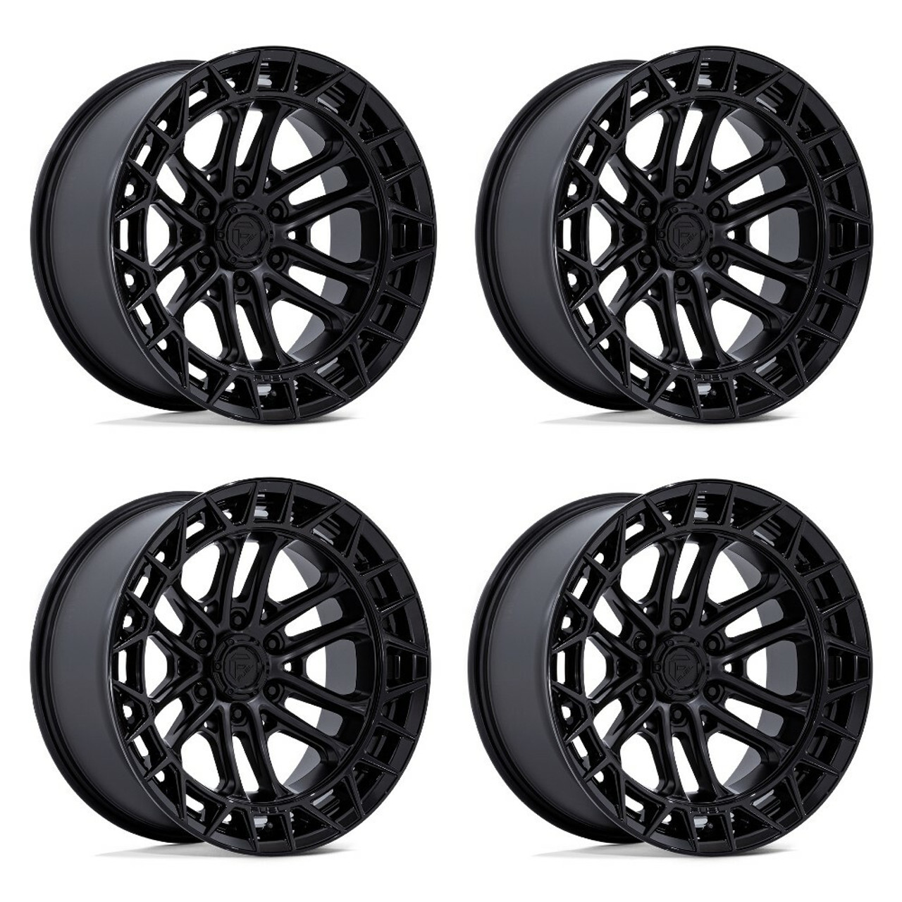Set 4 17" Fuel FC874 Celsius Matte Black Gloss Black Lip 17x9 Wheels 6x5.5 -12mm