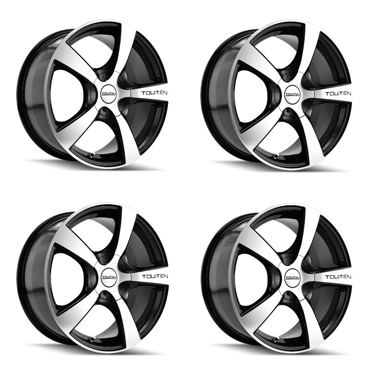 Set 4 16" Touren TR9 Gloss Black Machined 16x7 Wheels 5x105 5x108 Rims 42mm