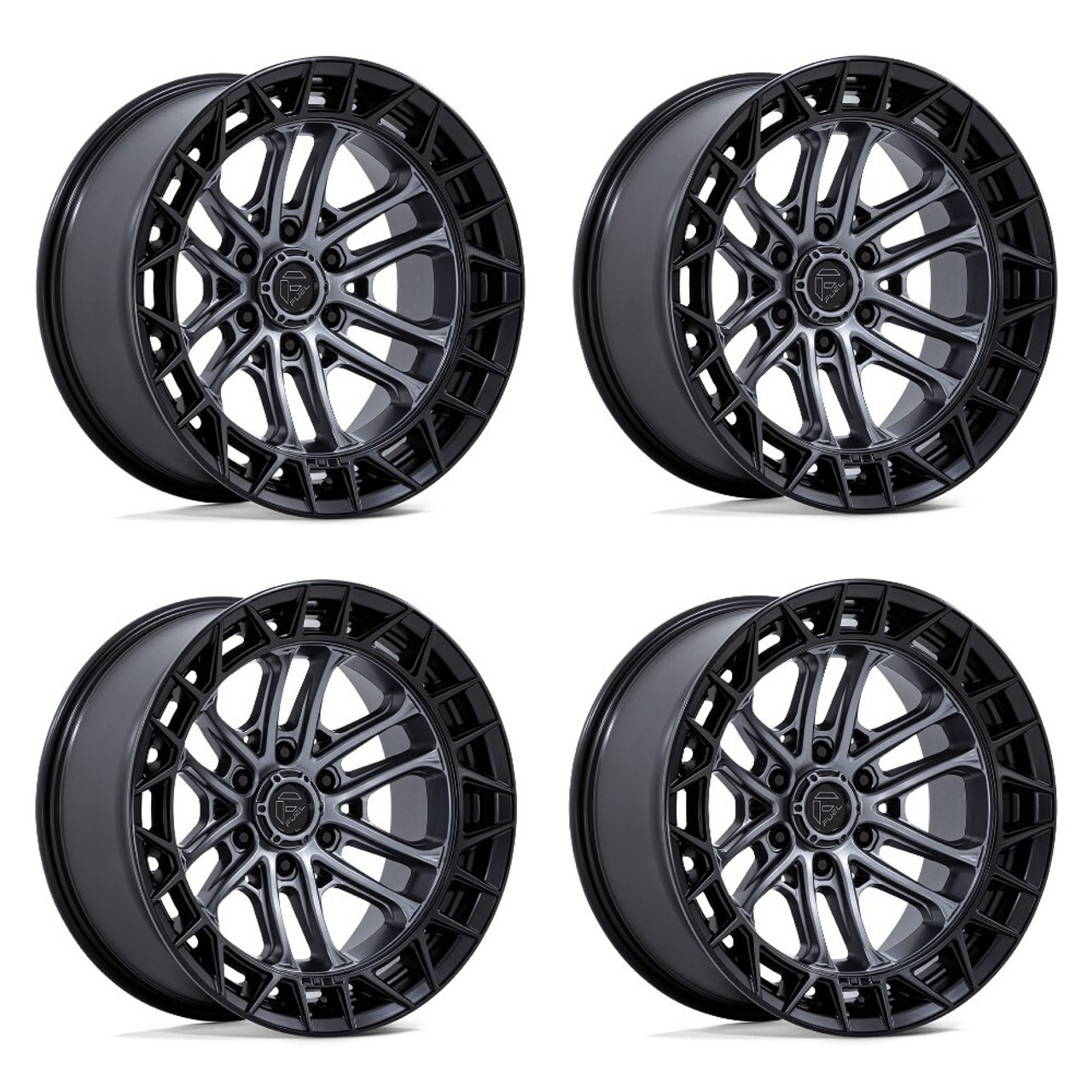 Set 4 17" Fuel FC874 Celsius Gunmetal Matte Black Lip 17x9 Wheels 6x5.5 -12mm