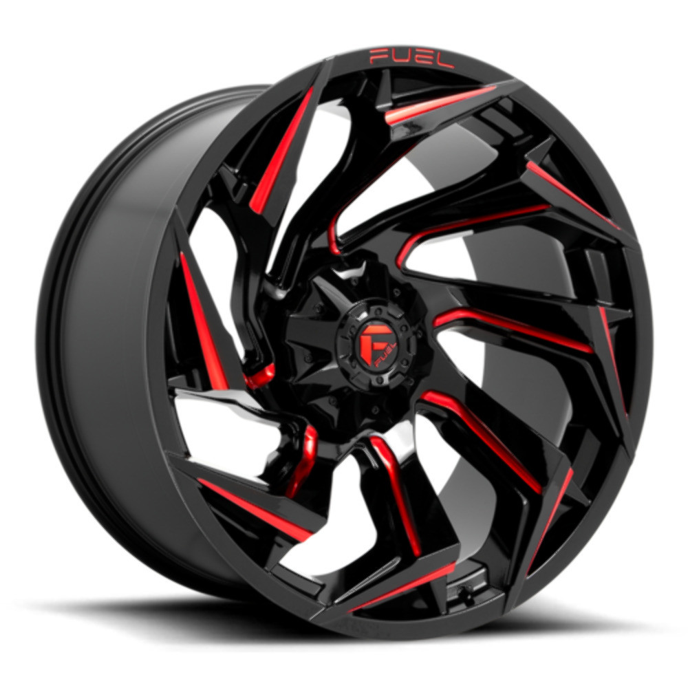20" Fuel D755 Reaction 20x9 8x180 Gloss Black Milled Red Tint Wheel 20mm Rim