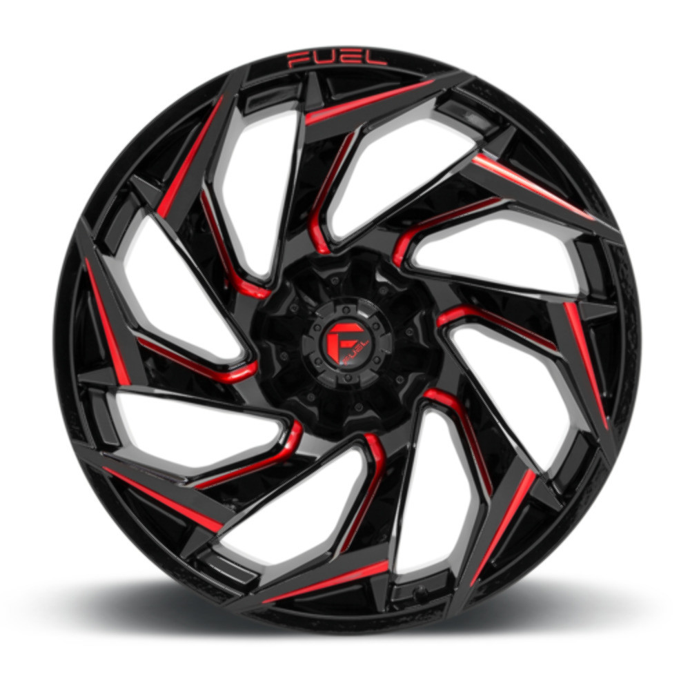 20" Fuel D755 Reaction 20x9 8x180 Gloss Black Milled Red Tint Wheel 20mm Rim