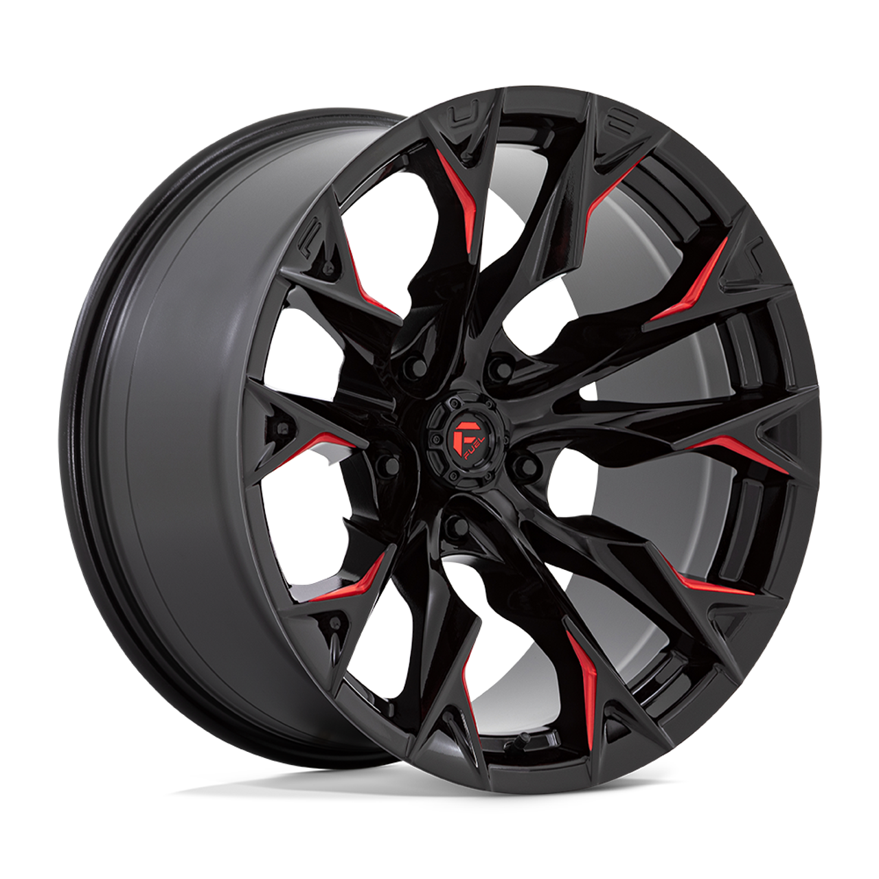 24" Fuel D823 Flame 24x12 5x5 -44mm Gloss Black Milled Candy Red Wheel For Jeep