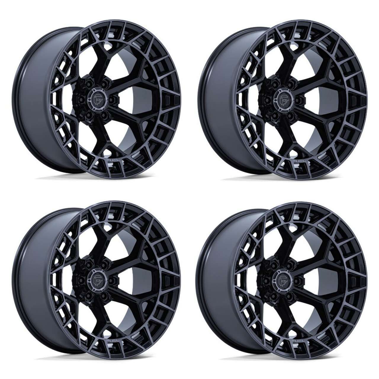 Set 4 22" Fuel FC873 Charger Black Brushed Face Dark Tint 22x12 6x5.5 -44mm Rims