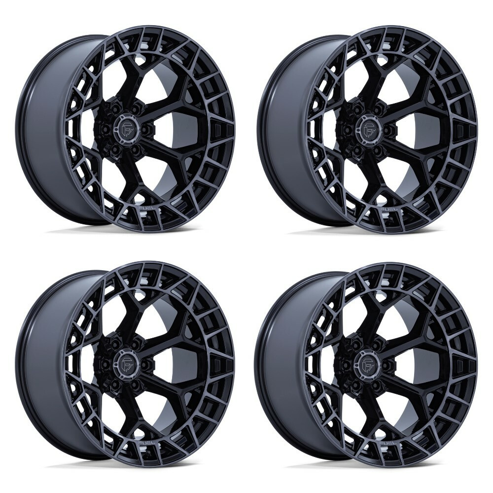 Set 4 17" Fuel FC873 Charger Black Brushed Face Dark Tint 17x9 5x5 -12mm Wheels