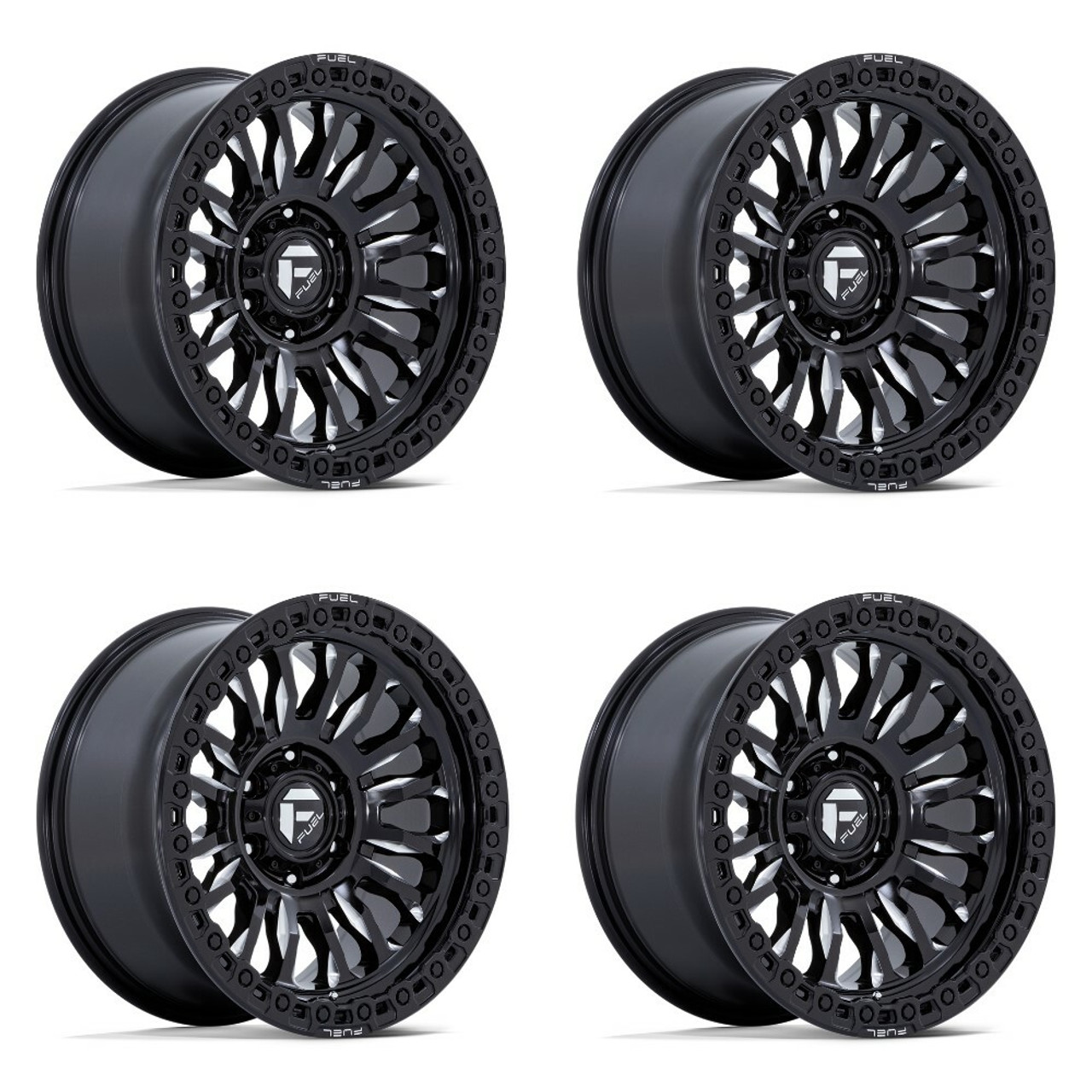 Set 4 17" Fuel 1PC FC857 Rincon Gloss Black Milled 17x8.5 Wheels 5x5 -1mm Rims