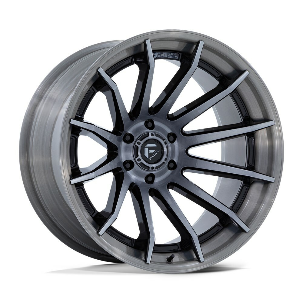 Set 4 20" Fuel FC403 Burn Gloss Black Brushed Gray Tint Face & Lip 20x9 5x5 1mm