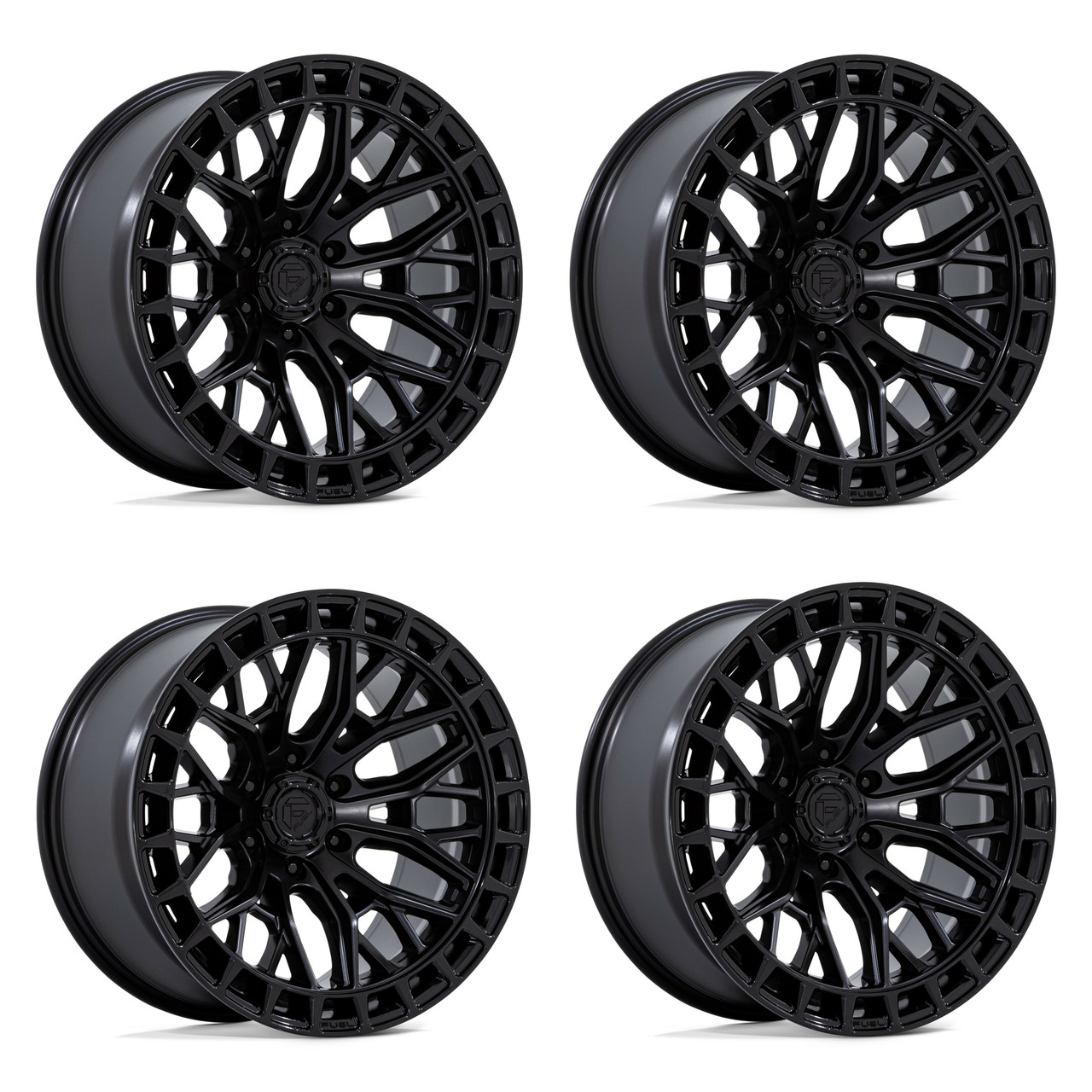 Set 4 22" Fuel FC869 Sigma Blackout Gloss Black Lip 22x9.5 Wheels 6x5.5 18mm Rim