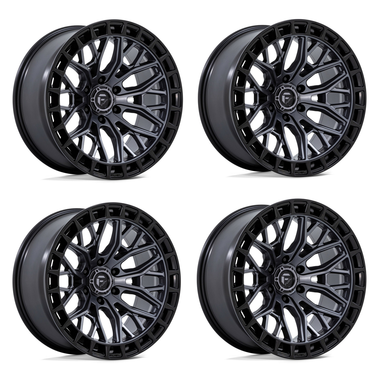 Set 4 22" Fuel FC869 Sigma Matte Gunmetal Matte Black Lip 22x9.5 6x135 18mm Rims