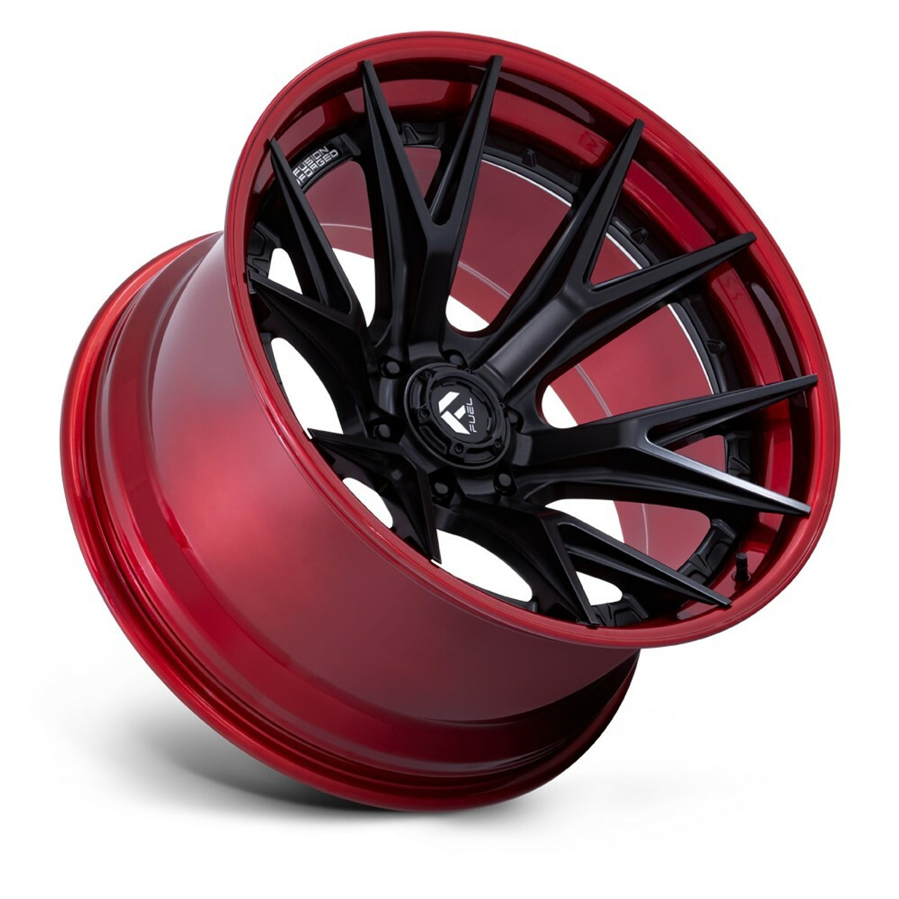 20" Fuel FC402 Catalyst Matte Black Candy Red Lip 20x9 Wheel 8x6.5 1mm Truck Rim
