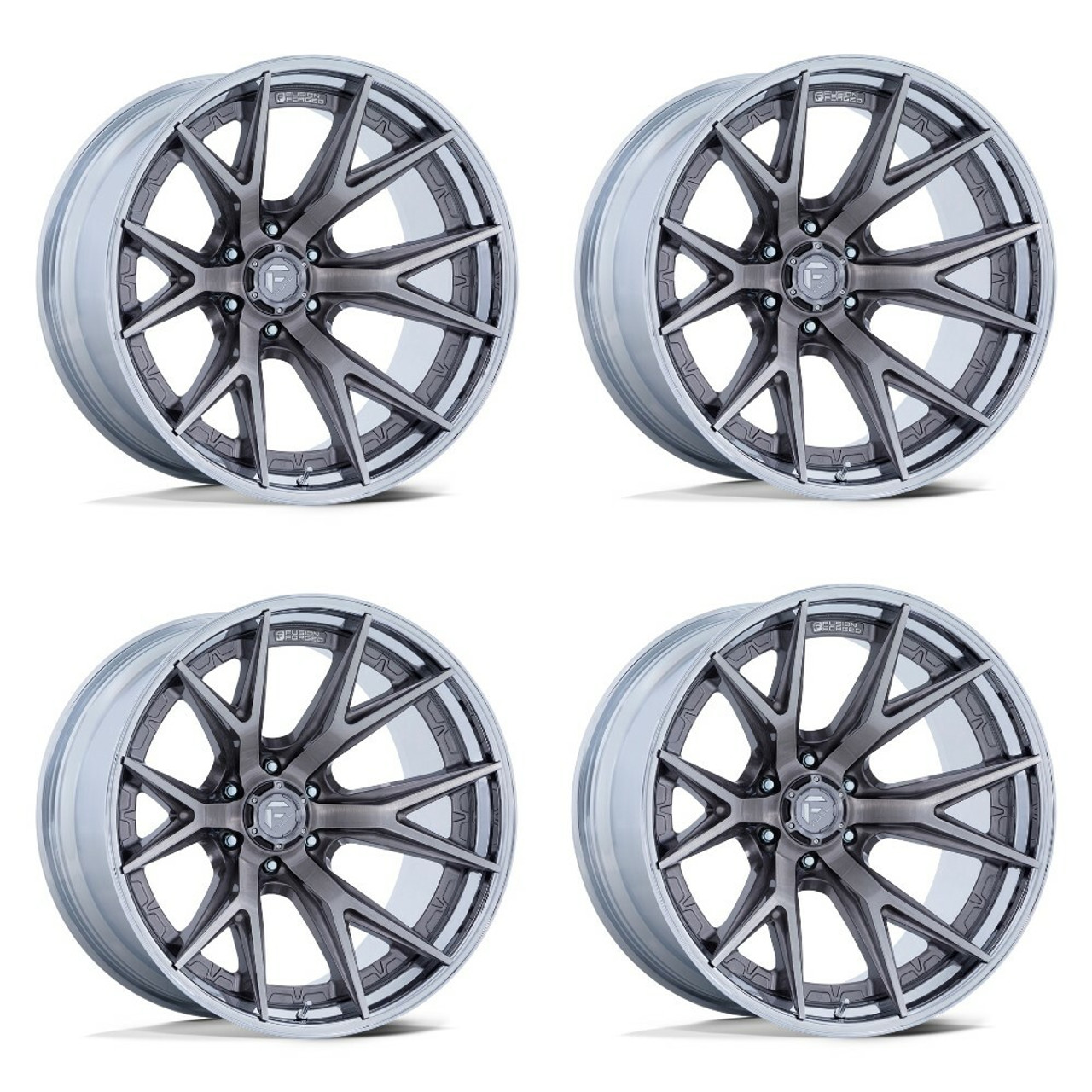 Set 4 20" Fuel FC402 Catalyst Platinum Chrome Lip 20x9 Wheels 6x135 20mm Rims