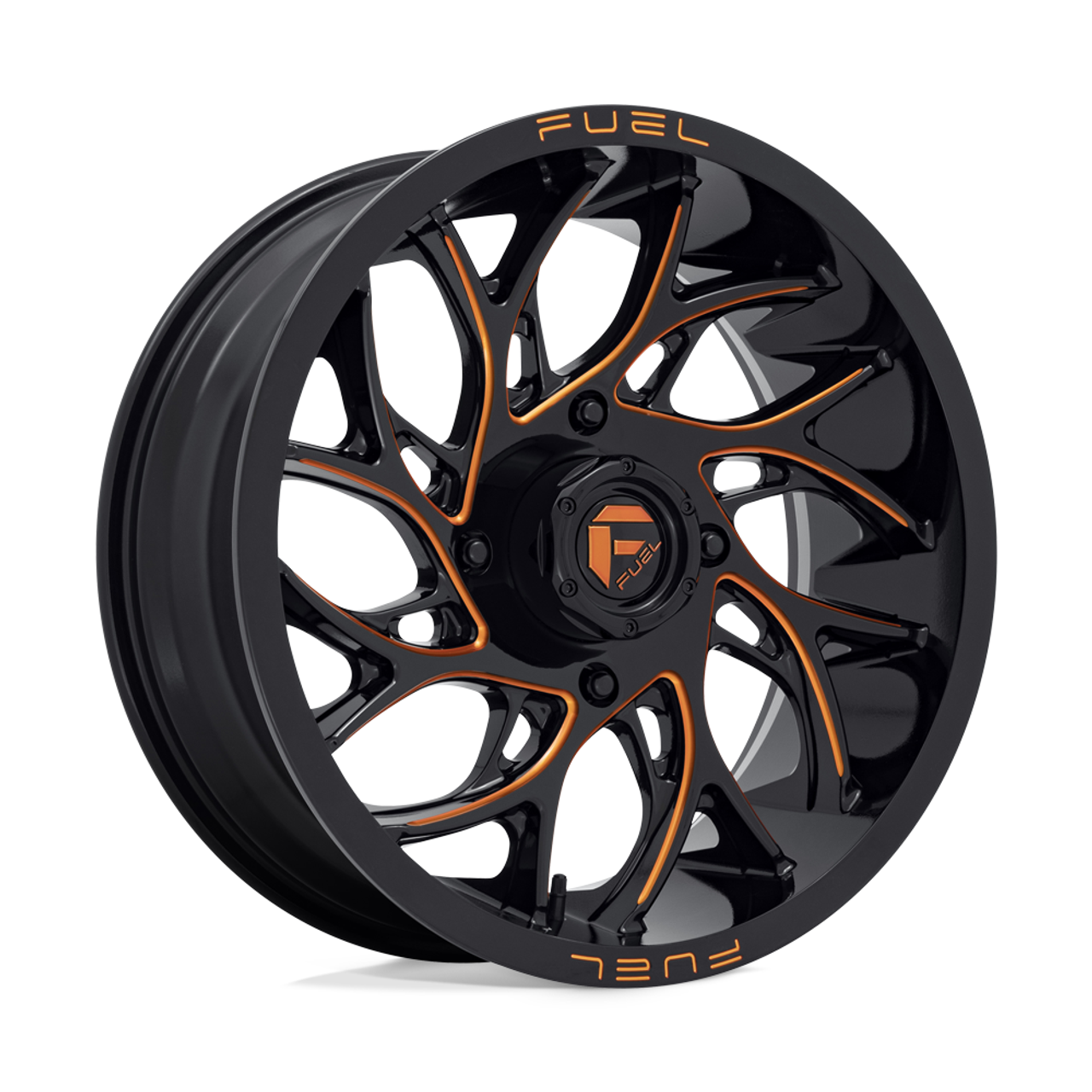 20" Fuel UTV D780 Runner UTV 20x7 4x156 Gloss Black Milled Orange Wheel 13mm Rim
