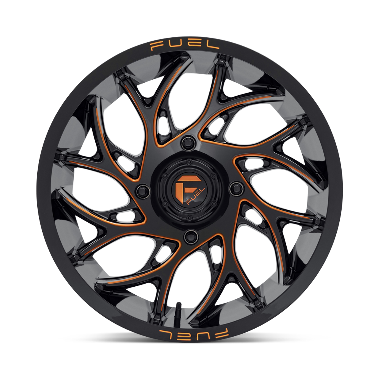 20" Fuel UTV D780 Runner UTV 20x7 4x156 Gloss Black Milled Orange Wheel 13mm Rim