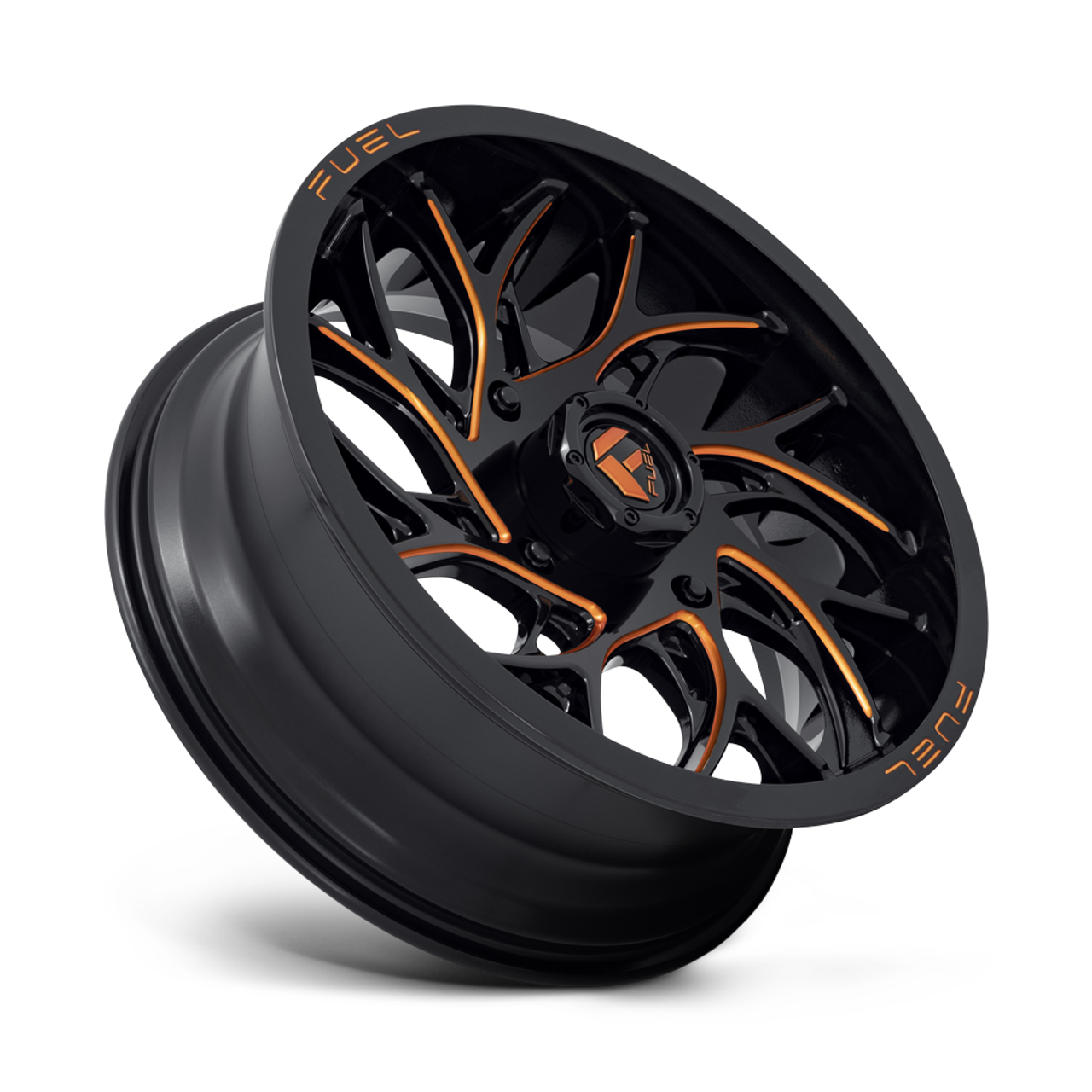 20" Fuel UTV D780 Runner UTV 20x7 4x156 Gloss Black Milled Orange Wheel 13mm Rim