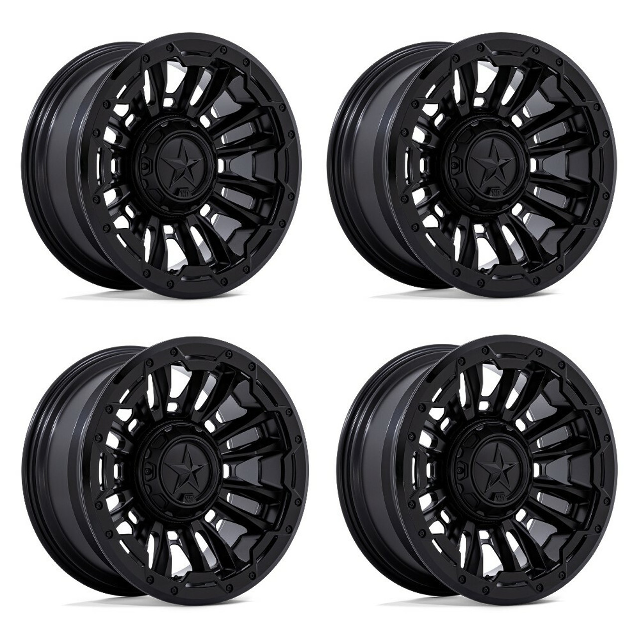 Set 4 20" XD XD870 Bomber Matte Black 20x10 Wheels 8x6.5 -18mm Lifted Truck Rims