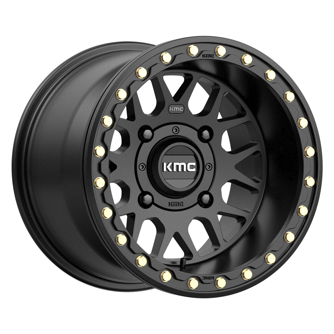 KMC Powersports Ks235 Grenade Beadlock 15x7 4x110 Satin Black Wheel 15" 10mm Rim