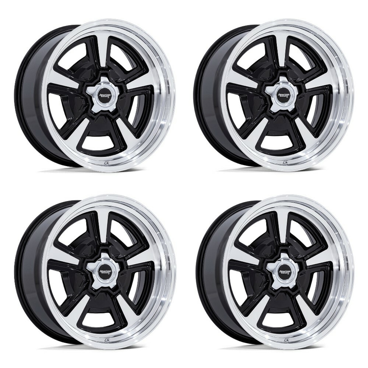 Set 4 18" American Racing VN517 Marauder Black Machined Diamond Lip 18x9 5x4.75 6mm