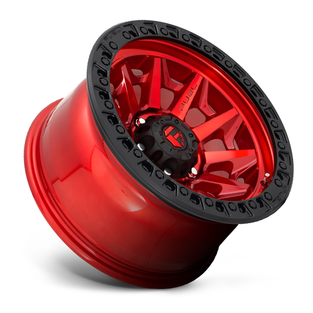 17" Fuel D695 Covert 17x9 5x5 -12mm Wheel Candy Red Black Bead Ring Lifted Rim
