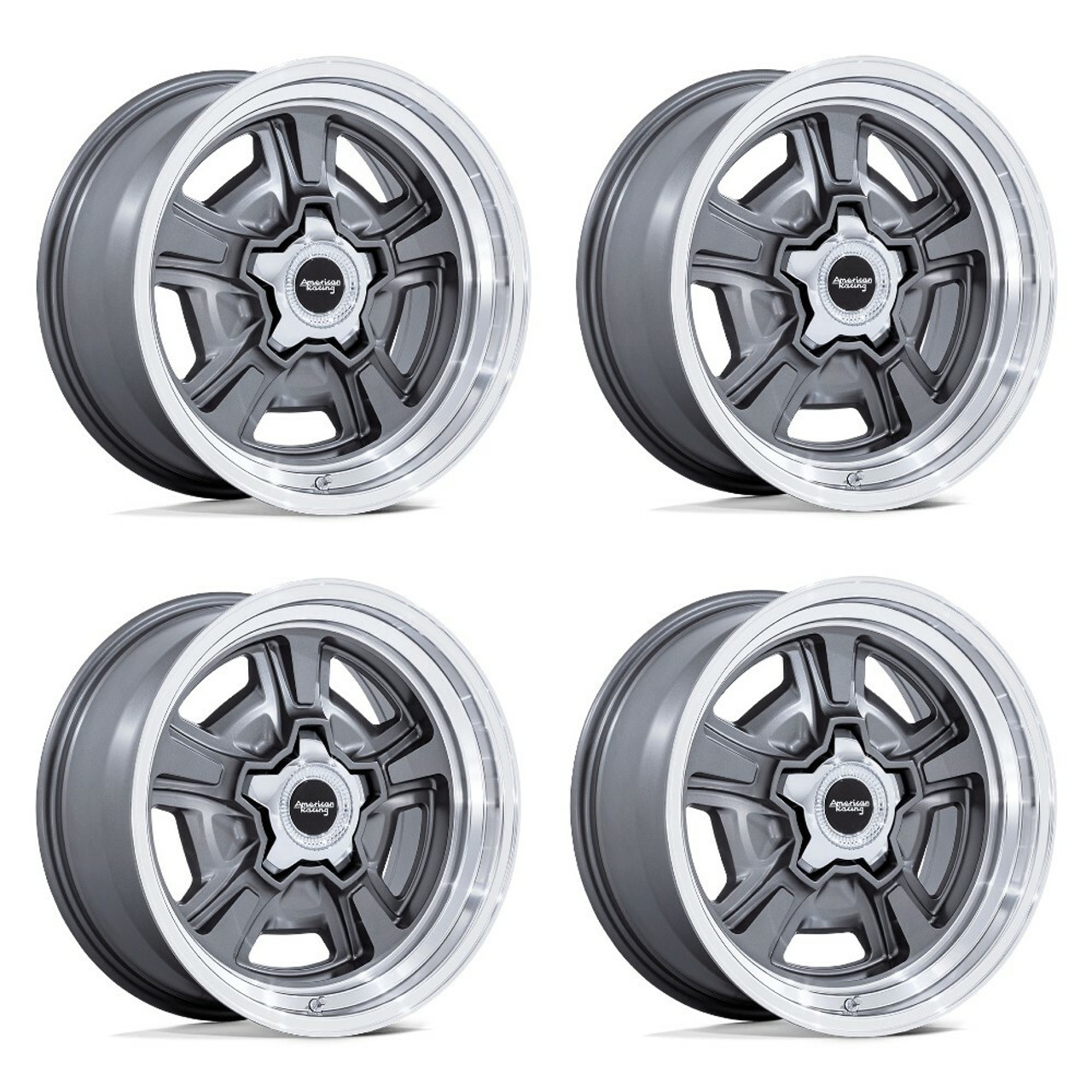 Set 4 20" American Racing VN517 Marauder Anthracite Diamond Lip 20x8.5 5x5 6mm