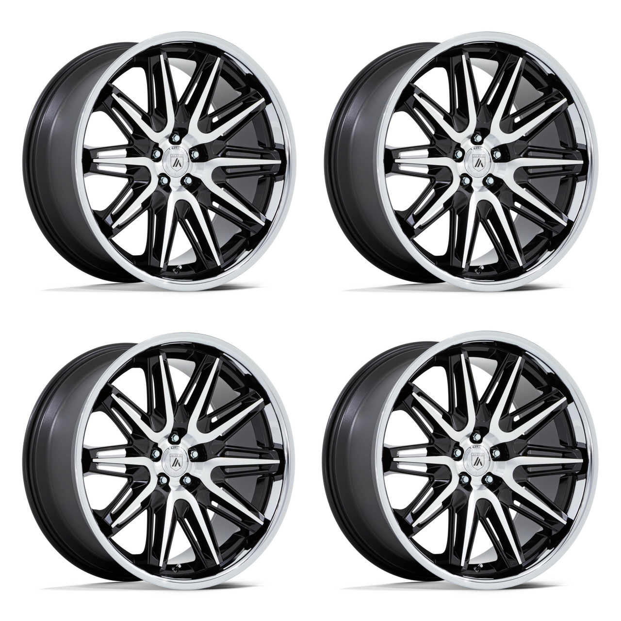 Set 4 20" Asanti Black AB047 Imperator Black Machined SS Lip 20x9 5x120 27mm Rim