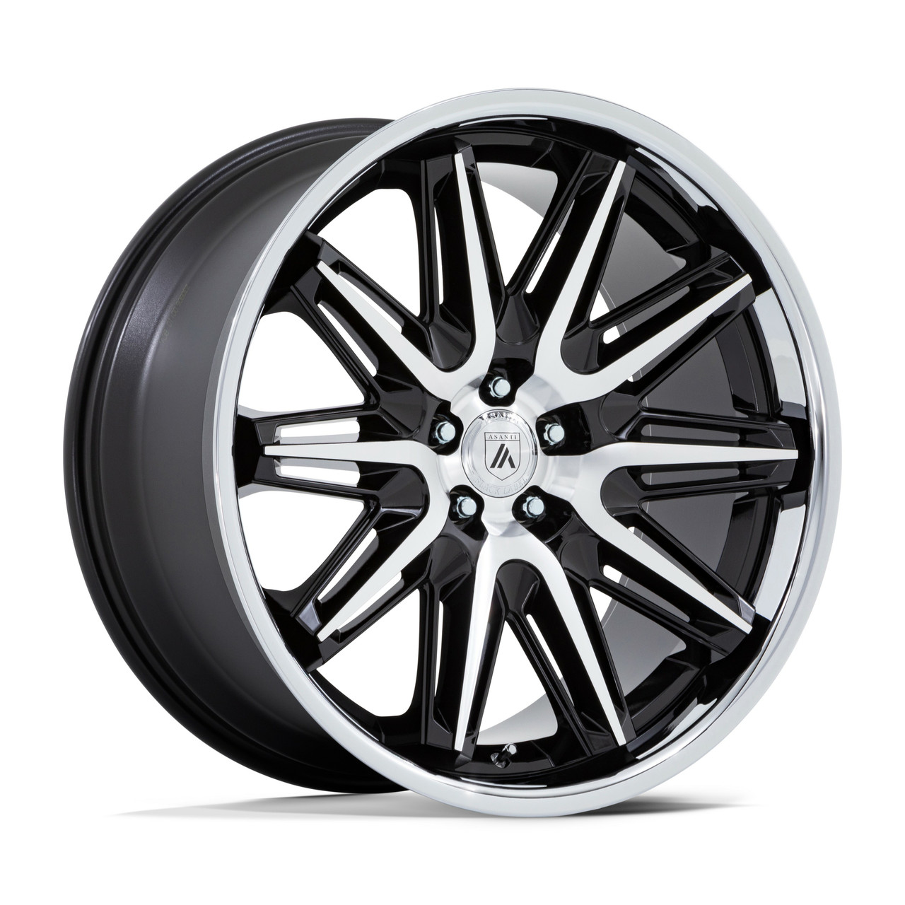 Set 4 20" Asanti Black AB047 Imperator Black Machined SS Lip 20x9 5x120 27mm Rim