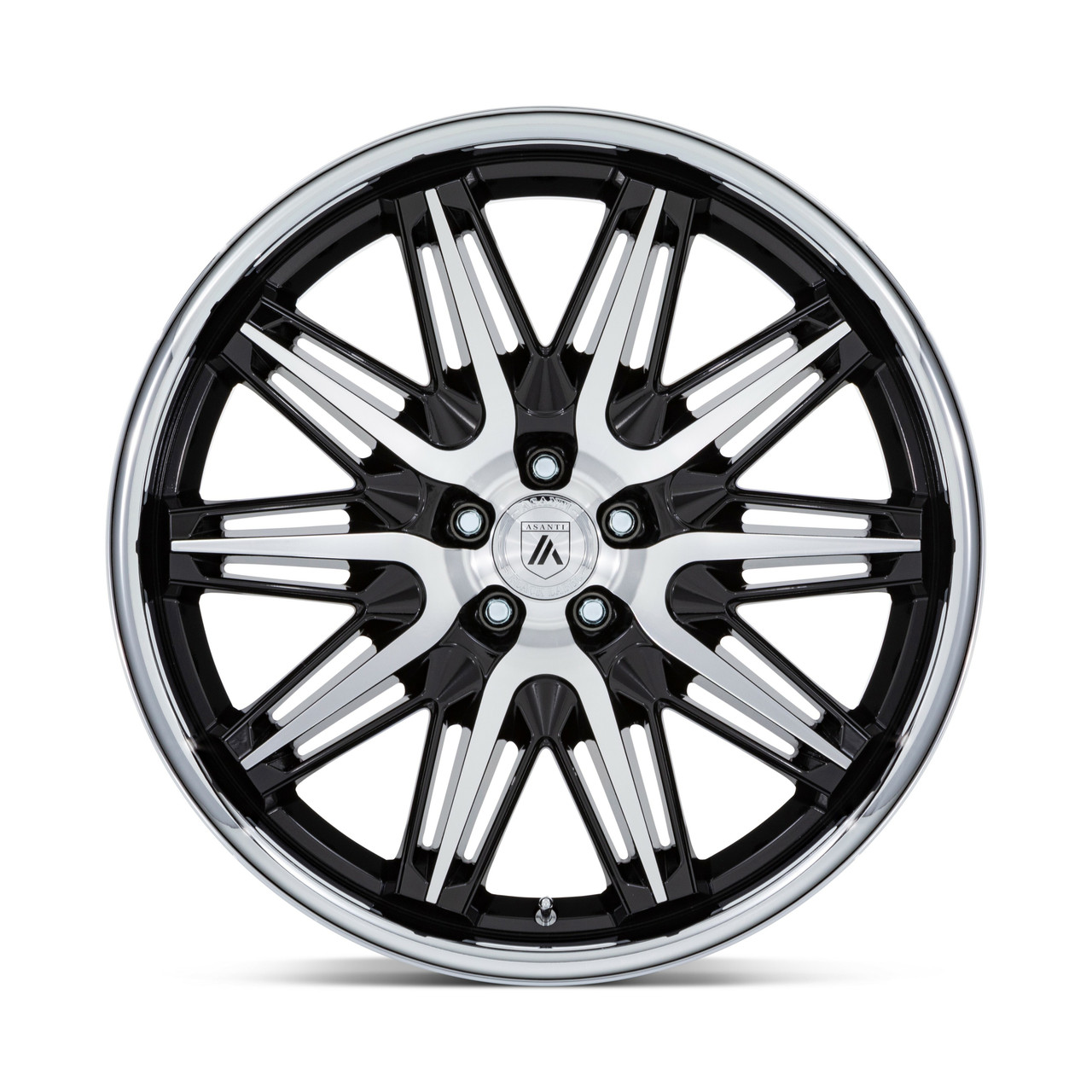 Set 4 20" Asanti Black AB047 Imperator Black Machined SS Lip 20x9 5x120 27mm Rim