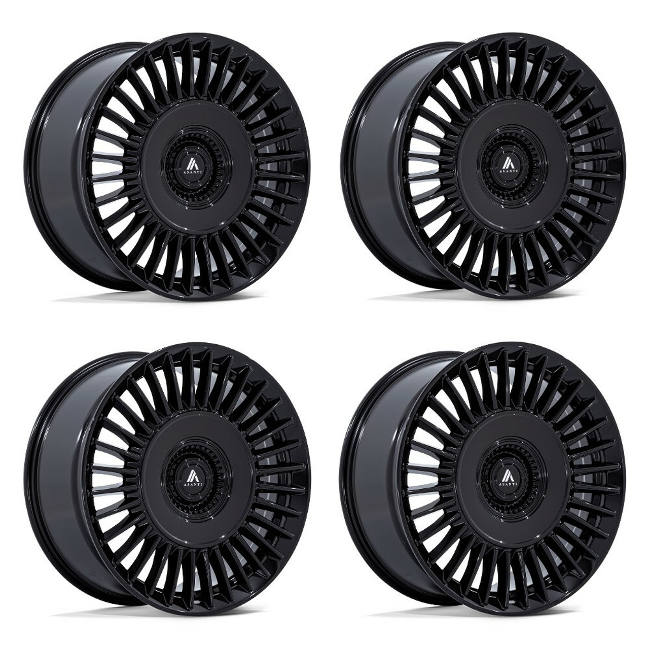 Set 4 20" Asanti Black AB040 Tiara Gloss Black 20x10.5 5x112 5x120 38mm Wheels