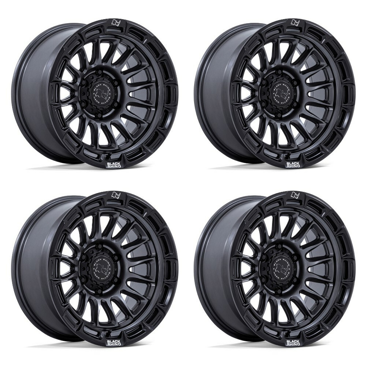 Set 4 17" Black Rhino BR025 Rival Matte Gunmetal Black Lip 17x9 5x5 -12mm Rims