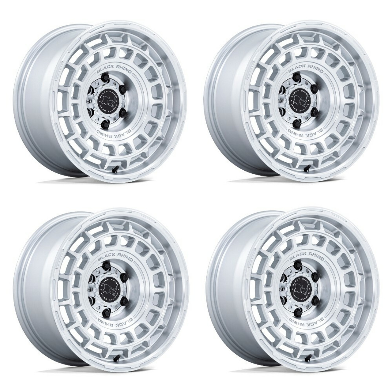Set 4 17" Black Rhino BR024 AWOL Silver Machined Face 17x8.5 5x5 -10mm Wheels