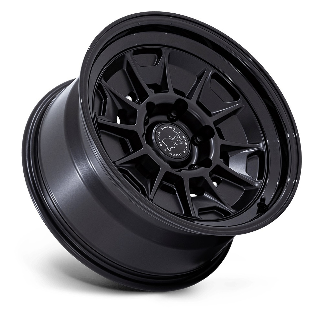 17" Black Rhino BR021 Mondo Matte Black Gloss Black Lip 17x8.5 6x5.5 -10mm Wheel