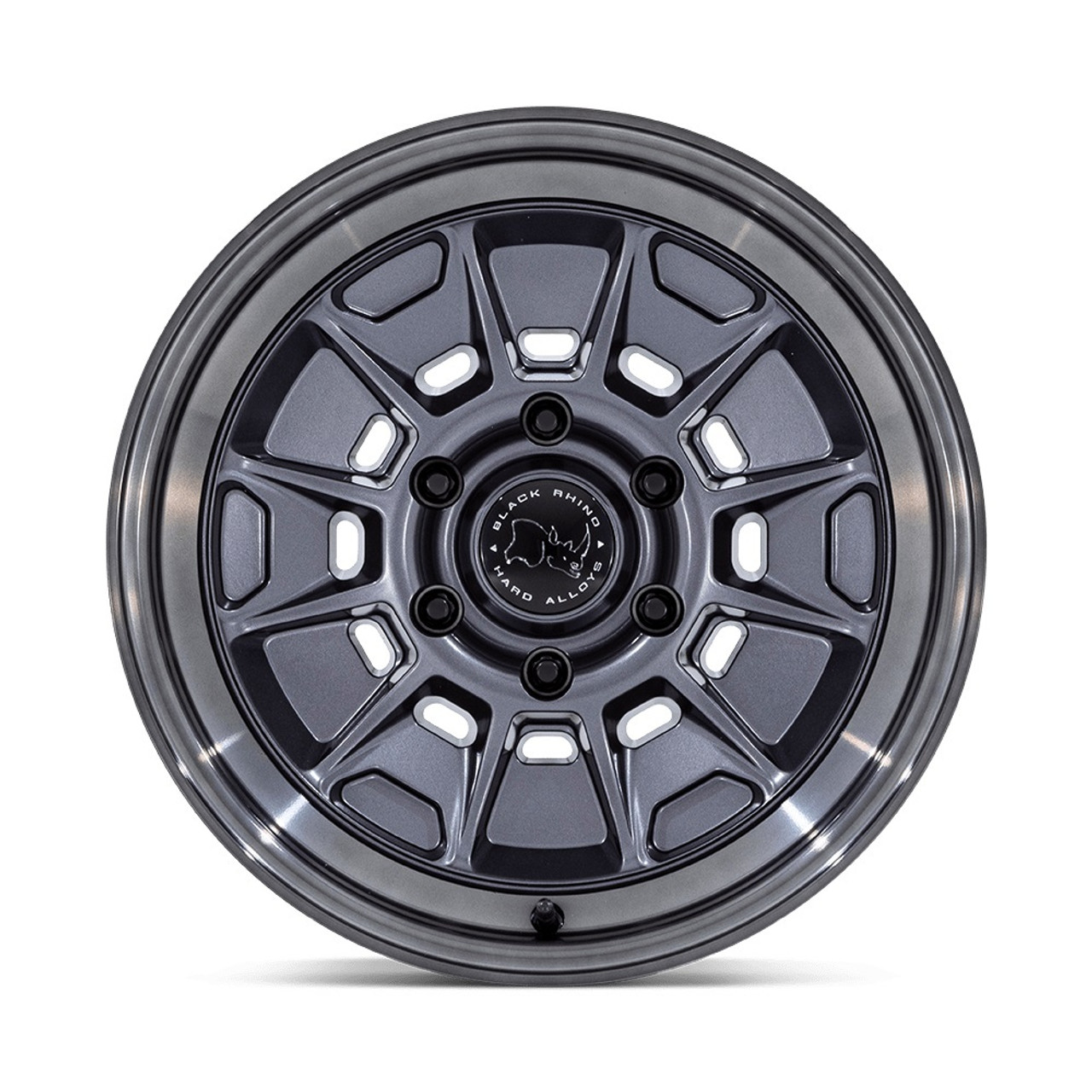17" Black Rhino BR021 Mondo Matte Gunmetal Gloss Gray Lip 17x8.5 6x5.5 20mm Rim