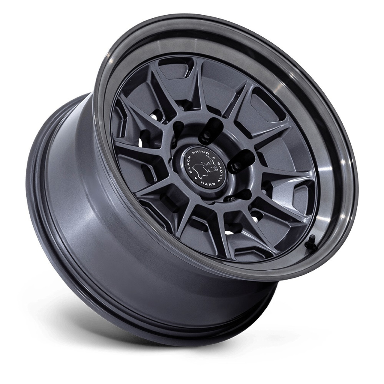 17" Black Rhino BR021 Mondo Matte Gunmetal Gloss Gray Lip 17x8.5 6x5.5 20mm Rim