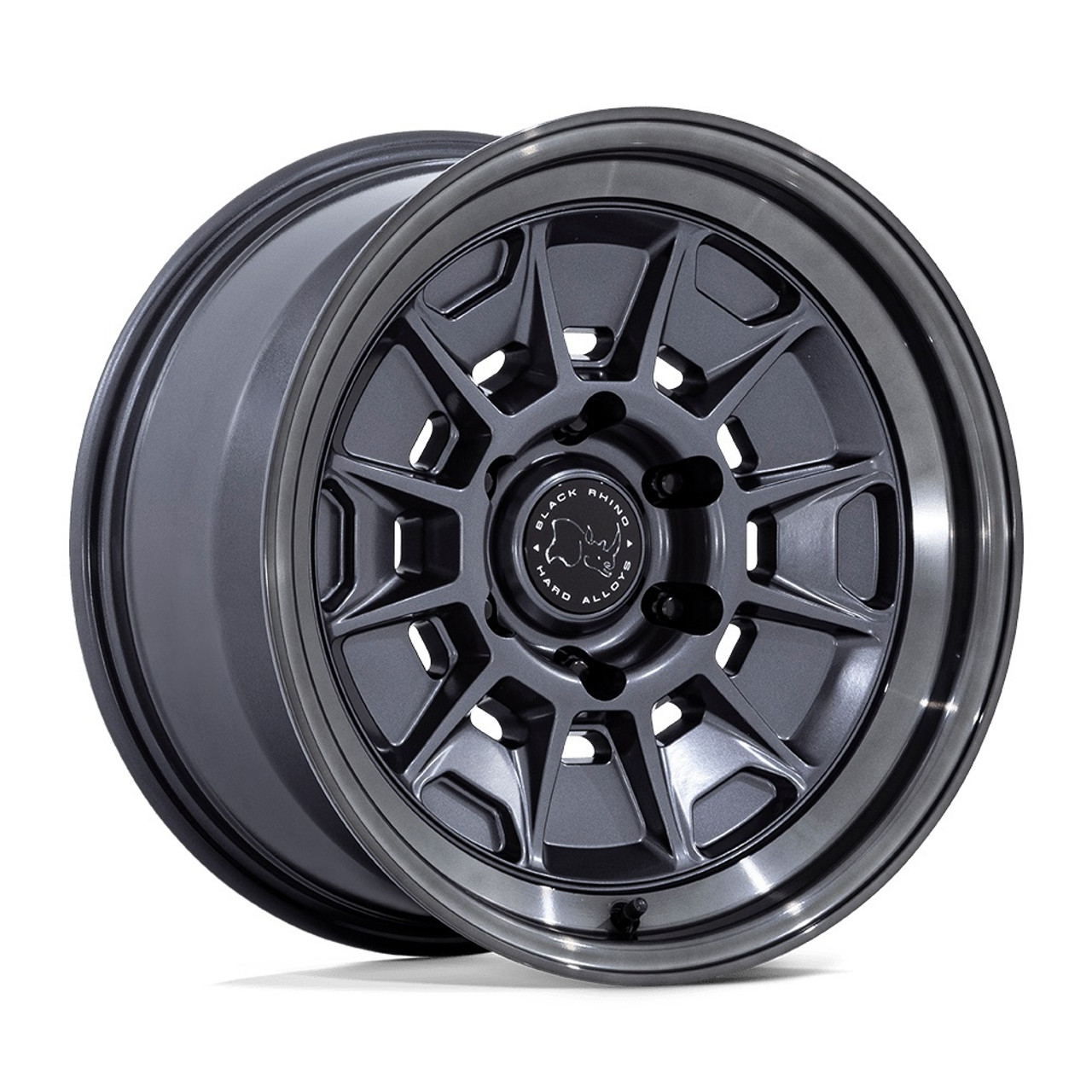 Set 4 17" Black Rhino BR021 Mondo Gunmetal Gloss Gray Lip 17x8.5 6x5.5 20mm Rims