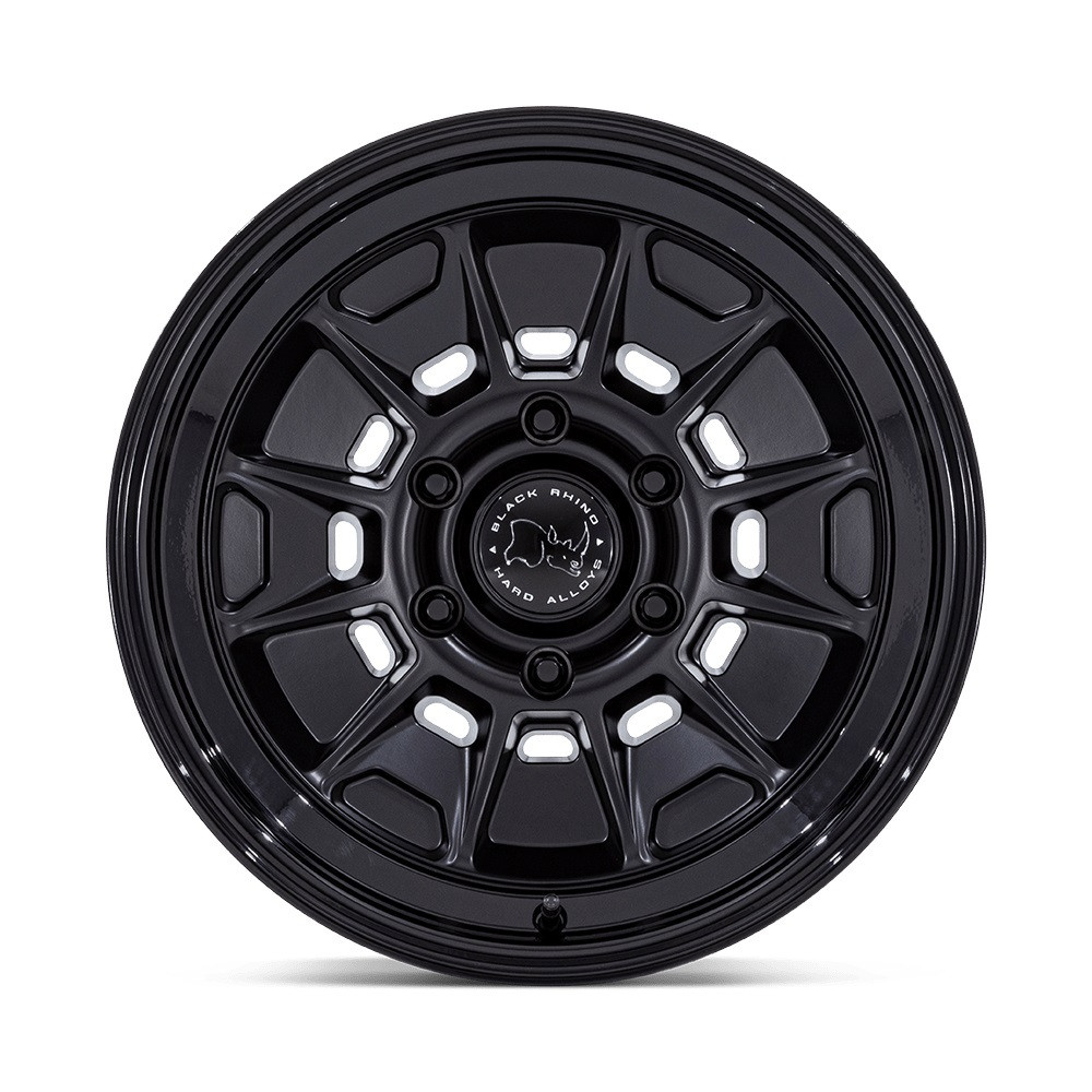 Set 4 17" Black Rhino BR021 Mondo Matte Black Gloss Black Lip 17x8.5 6x5.5 20mm