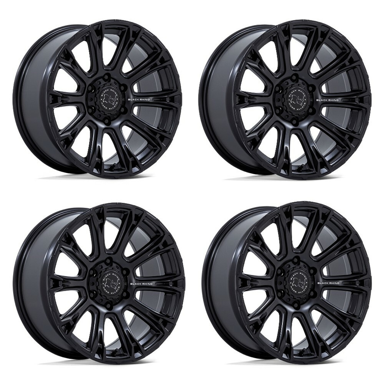 Set 4 18" Black Rhino BR020 Diamondback Matte Black 18x9 Wheels 5x5 12mm Rims