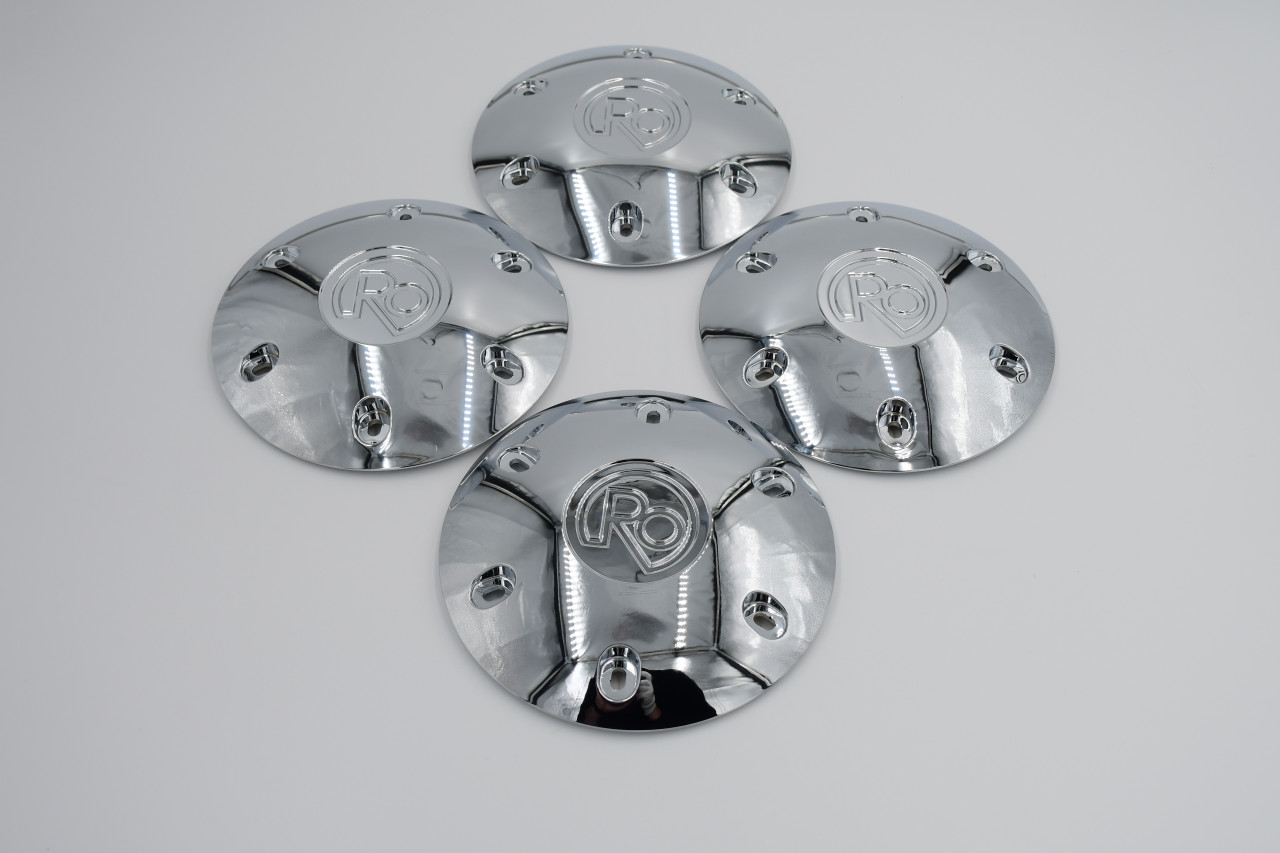 Set 4 Chrome Ro Center Caps Fit Any Wheel 6x5.5 w/ 12mm x 1.5 Lug Nuts