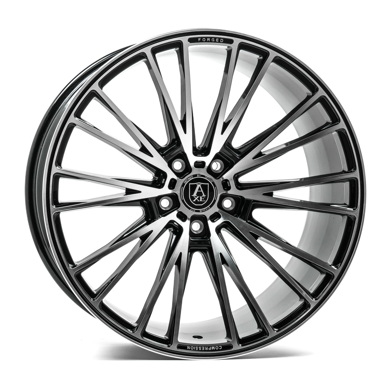21" Axe Wheels CF2 Black And Polished Face 21x10.5 Wheel 5x112 25mm Rim