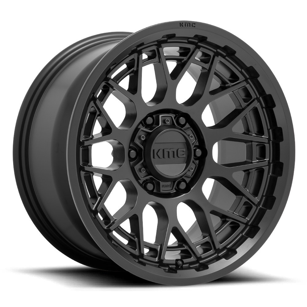 20" KMC KM722 Technic 20x9 8x180 Satin Black Wheel 18mm Offroad Truck Rim