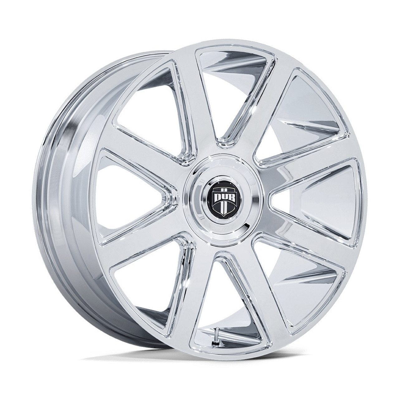 Set 4 24" DUB 1PC DC273 Pull Chrome 24x9 Wheels 5x115 5x120 38mm Rims