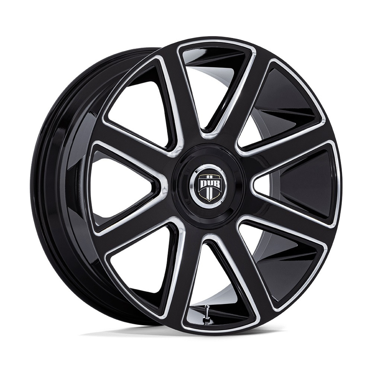 24" DUB 1PC DC273 Pull Gloss Black Milled 24x9 Wheel 5x115 5x120 15mm Rim